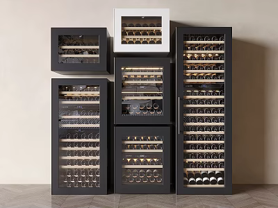 Modern Wine Storage Cabinet With Glass Doors Multiple Layers For Wine Bottles And Glasses 3d model