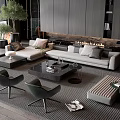 Modern Living Room Sofa And Coffee Table Set With Fireplace Green Plants And Window View