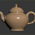 Elegant Golden Teapot With Bamboo Shaped Handle And Leaf Carvings