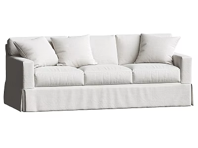 Modern Light Beige Fabric Sofa With Plush Cushions Three Seater Design 3d model