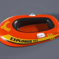 Orange Inflatable Explorer 100 Boat With Flame Pattern For Water Activities 3d model