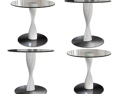 Modern Dining Tables With Glass Tabletop And Twisted White Legs Design 3d model