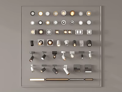 Various Downlights and Spotlights with Different Styles and Modern Designs on 3d model