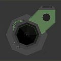 Green And Yellow Striped Long Cylindrical Weapon Barrel With Black End Parts
