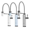 Modern Stainless Steel Kitchen Sink with Square Design and Colorful Faucets