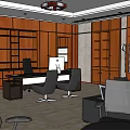 Modern Reception Area Interior With Wooden And Marble Walls Desk And Office Chair