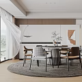 Modern Restaurant Dining Table and Chair Combination 3d model
