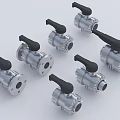 Multiple Industrial Ball Valves With Stainless Steel Construction And Black Handles