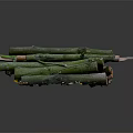 Stacked Green Wood Logs With Natural Bark And Rustic Look In Dark Background