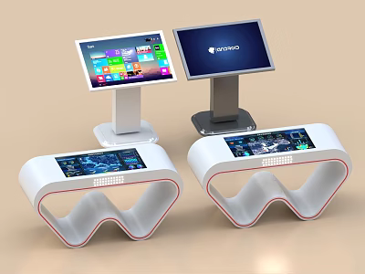 Smart Machines With Interactive Touch Screens And Modern White Base Design 3d model