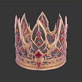 Ornate Golden Crown Adorned With Red Gemstones For Home Decoration