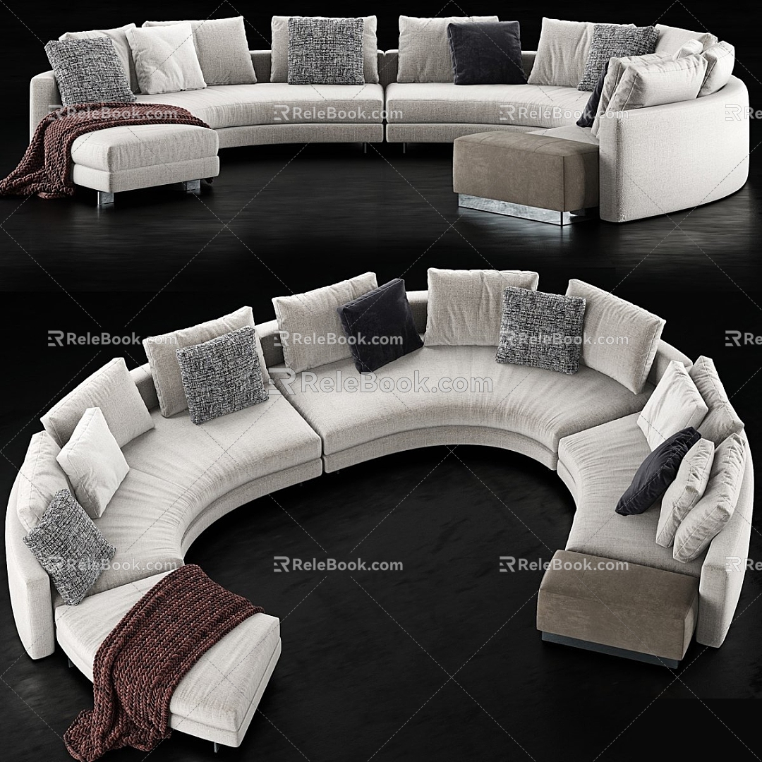 Modern Sofa Coffee Table Combination Modern Corner Sofa Coffee Table Combination Fabric Multi-person Sofa Coffee Table Side Table Leisure Chair Italian Miloti minot 3d model