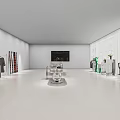 Modern Fashion Retail Store Interior With Silver Podiums And Display Racks