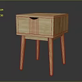 Wooden Nightstand With Simple Design Light Wood Color And Four Slim Legs