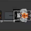 Modern Agricultural Mower With Black And Orange Design Wheeled Structure And Cutting System