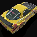 Yellow Racing Car With Sponsor Logos Black Hood And Track Ready Design