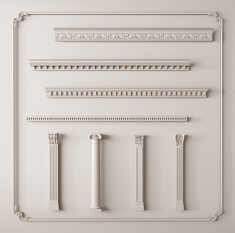 French Gypsum Line Gypsum Component Carved European Column Roman Column 3d model