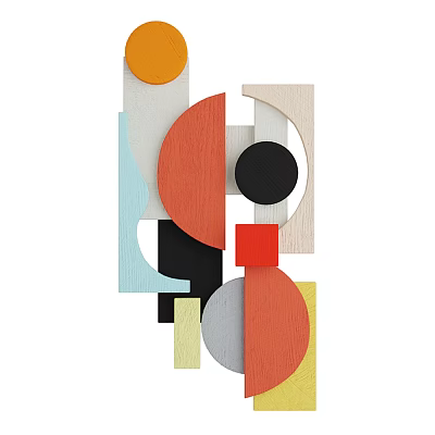 Modern Abstract Wall Decor With Various Geometric Shapes And Vibrant Colors For Home 3d model
