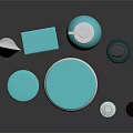 Modern Teal And White Cosmetic Products With Pump Bottles Jars And Tubes