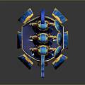 Elaborate Blue Dragon Shaped Ornamental Boat With Golden Accents And Circular Ornaments