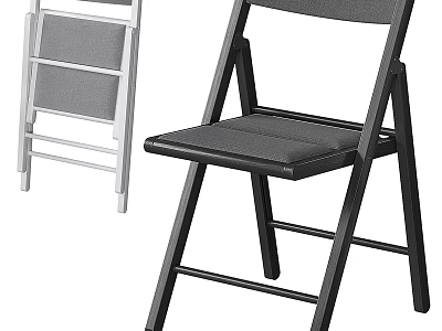 Modern Black And White Folding Chairs With Metal Frame And Padded Seats 3d model