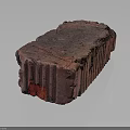 Red Textured Rectangular Block With Rough Surface And Artistic Decorative Design 3d model
