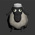 Cartoon Sheep Character 3D Model With White Wool Black Head Green Eyes And Spots