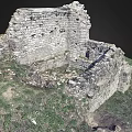 Ancient Ruined Stone Walls With Broken Bricks And Grass Covered Ground 3d model
