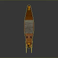 Traditional Wooden Water Transport with Curved Canopy Red Seat and Yellow Oars