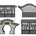 Traditional Chinese Architectural Exterior Walls With Tile Roofs Round Archways And Carved Windows
