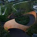 Curved Roadway Structure With Green Landscape And Arch Design In Park Setting