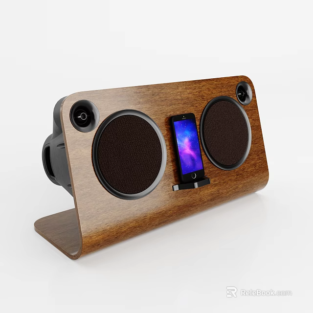 Wooden Speaker With Dual Speakers And Phone Stand Modern Design 3d model 