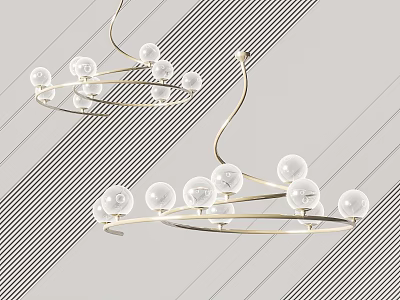 Modern Chandelier With Glass Globe Bulbs And Circular Metal Frame Design 3d model