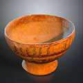 Hand Carved Ceramic Bowl Sculpture With Decorative Patterns And Base