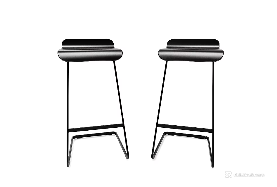 Modern Black Bar Stools With Sleek Metal Frame And Minimalist Design 3d model 
