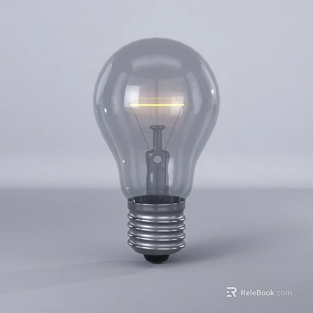 Transparent Glass Light Bulb With Filament And Metal Base On Gray Background 3d model 