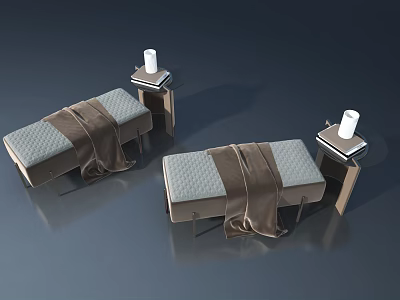 Sliding Door Design In Spa Room With Massage Beds And Side Tables With Candles 3d model