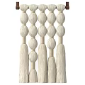 Beige Handwoven Tassel Pendants With Spherical Beads And Fringed Ends For Modern Home Decor