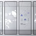Modern Glass Partitions With Geometric Patterns And Decorative Interior Designs 3d model
