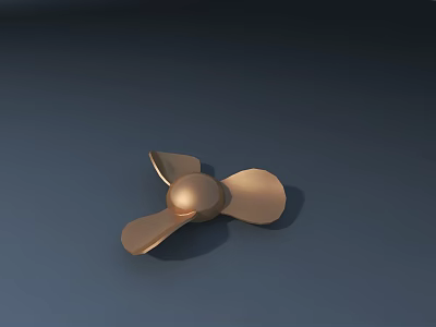 Golden Metallic Propeller Model With Three Blades On Dark Blue Surface 3d model