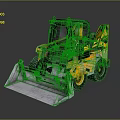 Yellow Skid Steer Loader With Front Bucket And Black Cab On Reflective Surface 3d model