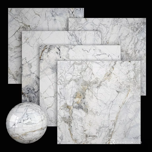 High Quality Natural Marble Slabs With Various Patterns And Decorative Sphere For Interior Design 3d model