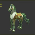 Cartoon Horse Figure With Brown White Body Blue Mane Tail And Saddle Bridle