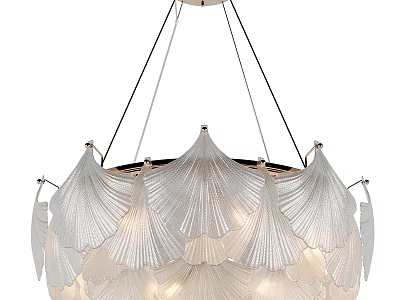 Elegant Layered Ginkgo Leaf Shaped Transparent Glass Chandelier Modern Lighting Fixture 3d model