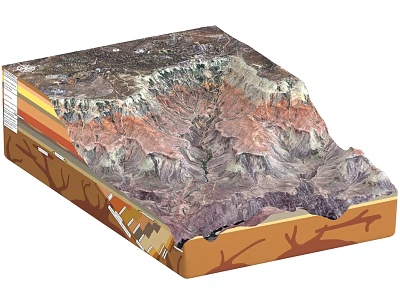 Grand Canyon Cross Section View Of Layered Rock Formations And Geological Landscape 3d model