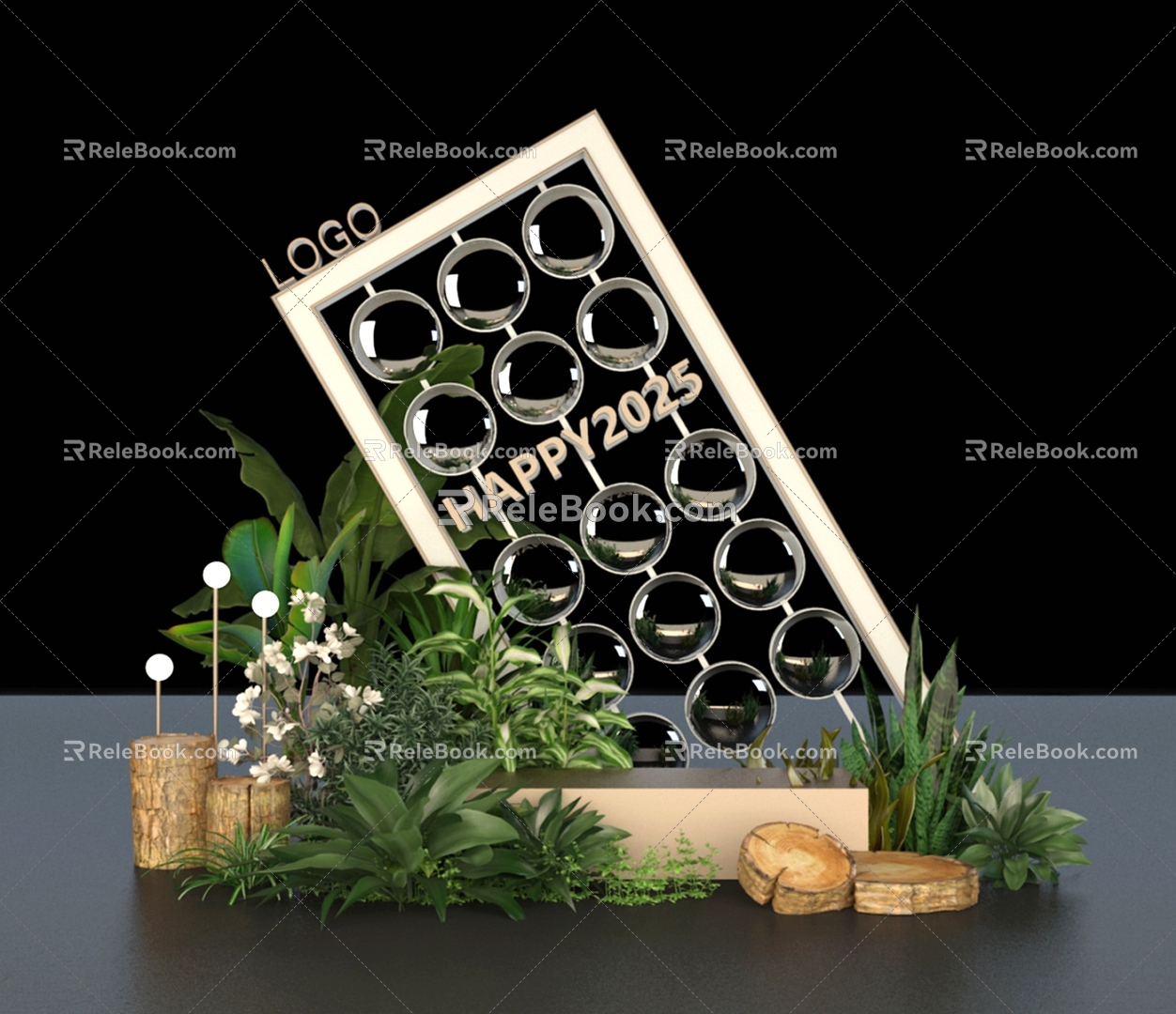 Event Delivery Picture Frame Brand Theme 2025 Spring Festival Year of the Snake Year of the Horse Festival Green Plant Outdoor Outdoor Hakha Mirror Pin Photo Exhibition Chen Luminous Creative Beauty Device 3d model