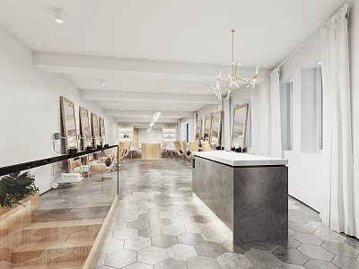 Barber Shop White Space 3d model