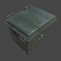 Green Wheeled Trash Bin With Recycling Symbol And Secure Lid