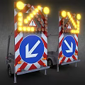 Modern Furniture With Red White Stripes Arrow Design And Yellow Lights