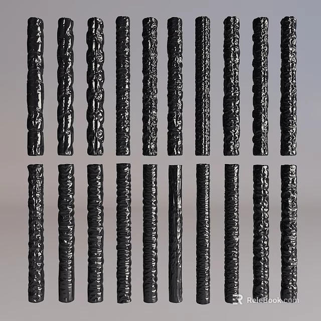 Black Soft Pack Strips With Different Textured Styles And Decorative Designs 3d model 